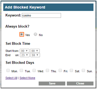 add blocked keyword cisco dpc3848v